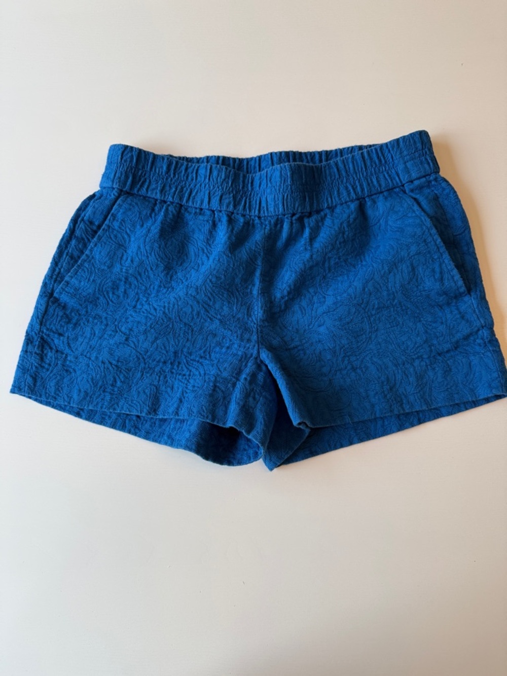 J. Crew Royal Blue Textured Elastic-Waist Athletic Shorts